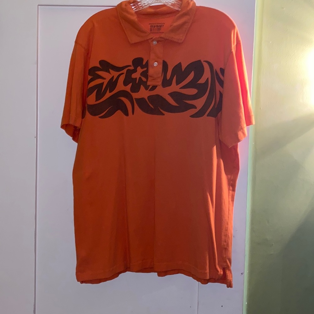 XL Early 2000s Orange Old Navy Hawaiian Polo